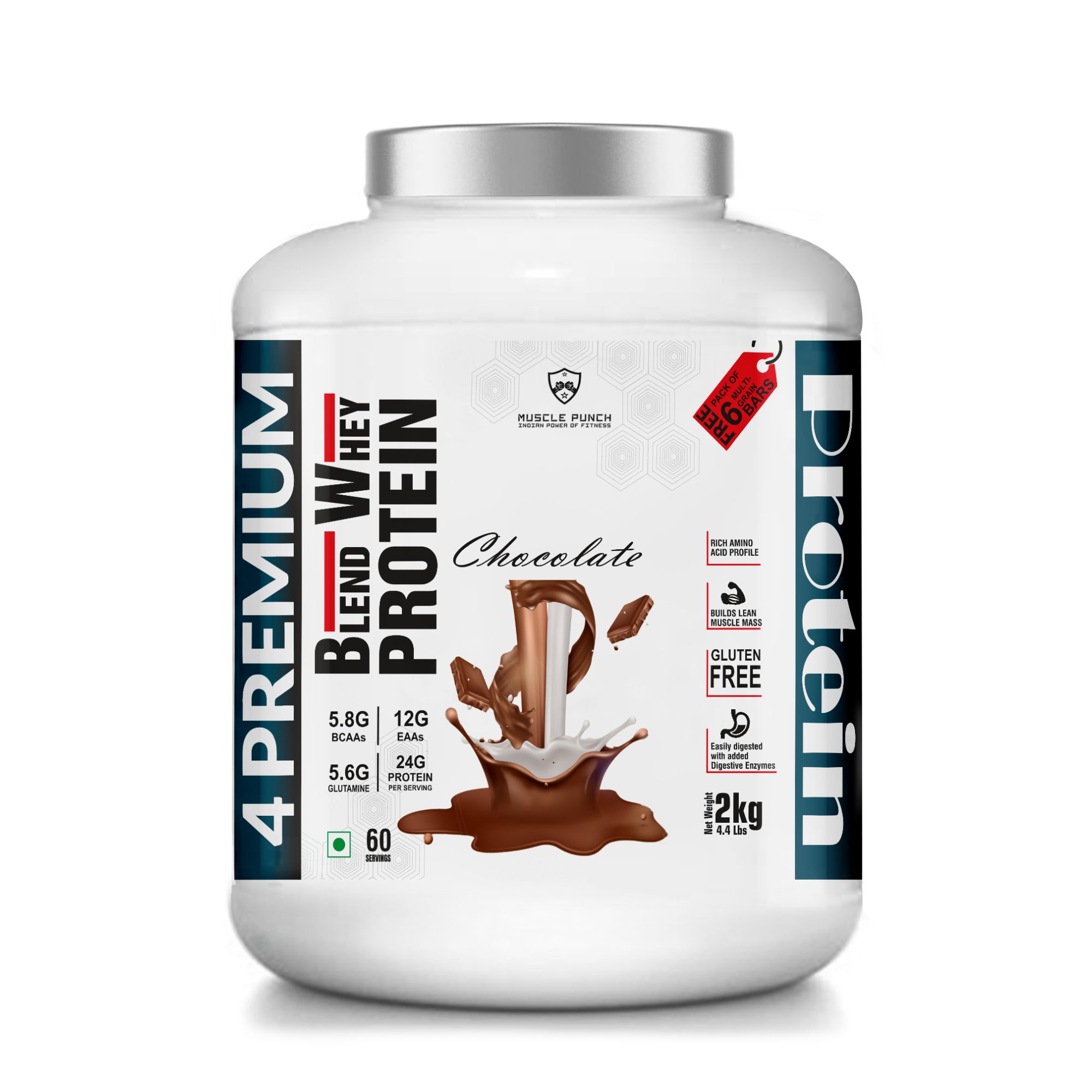 Muscle Punch | Premium Whey Protein Blend – LEAN MUSCLE MASS ASSIST | 100% Powder | Whey Protein Chocolate , 2 KG